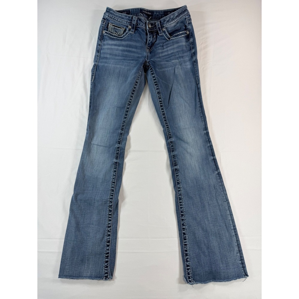 Vigoss Dallas Bootcut Jeans Heritage‎ Fit Blue Thick Stitch Crystal Size 1/2 L33